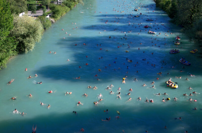 Switzerland Bern Aare Swimming Gunten